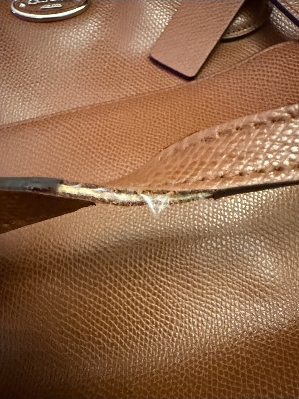 Coach Brown Pebbled Leather Shoulder Tote - Picture 5 of 6